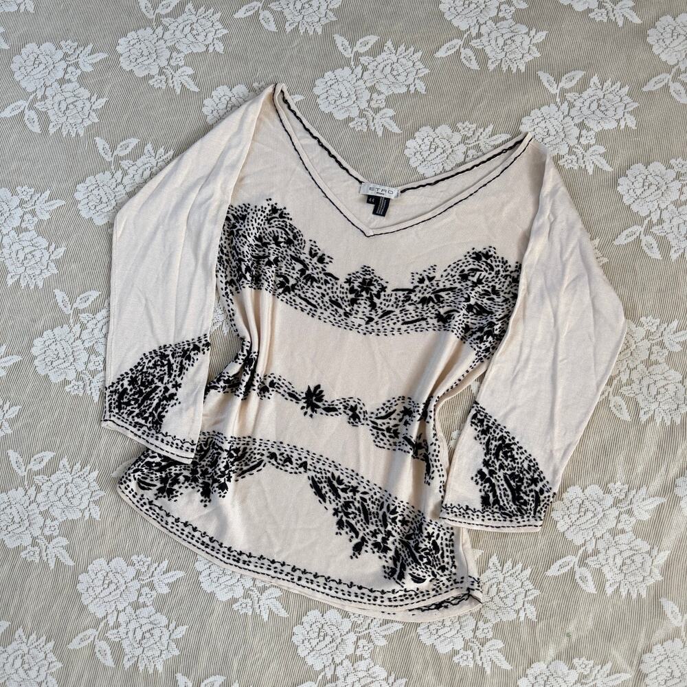 Etro Milano 100% Silk Embroidered Top Size 44 Fits M